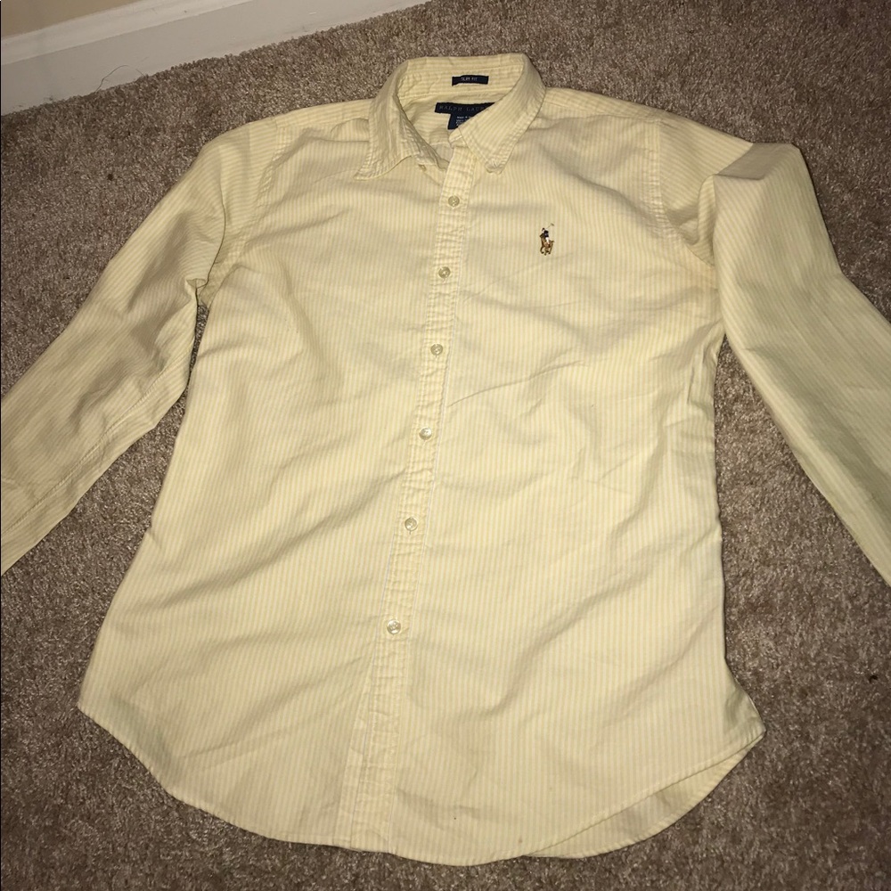 Yellow and White Stripe Ralph Lauren Polo …